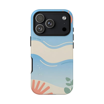 Beach Waves Tough Phone Case — Summer Sun & Seashell Protective Cover