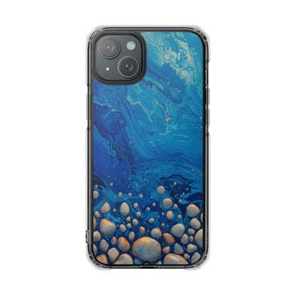 Clear Magnetic Phone Case — Blue Ocean Pebble Design