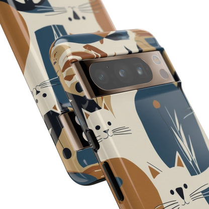 Cat Pattern Phone Case – Retro Abstract Cats Protective iPhone Cover
