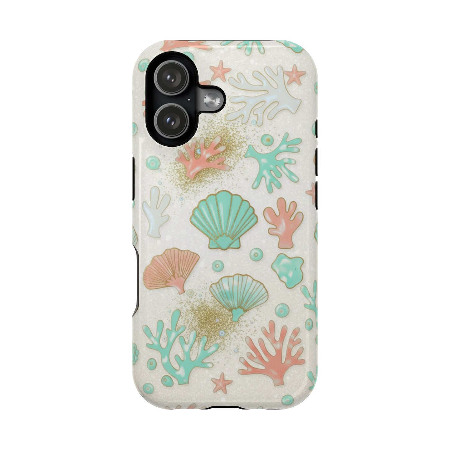 Sea Shells Magnetic Impact Phone Case — Pastel Coral & Teal Beach Design