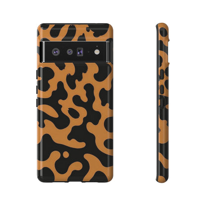 Leopard Print Phone Case — Orange & Black Tough Pattern Protective Cover