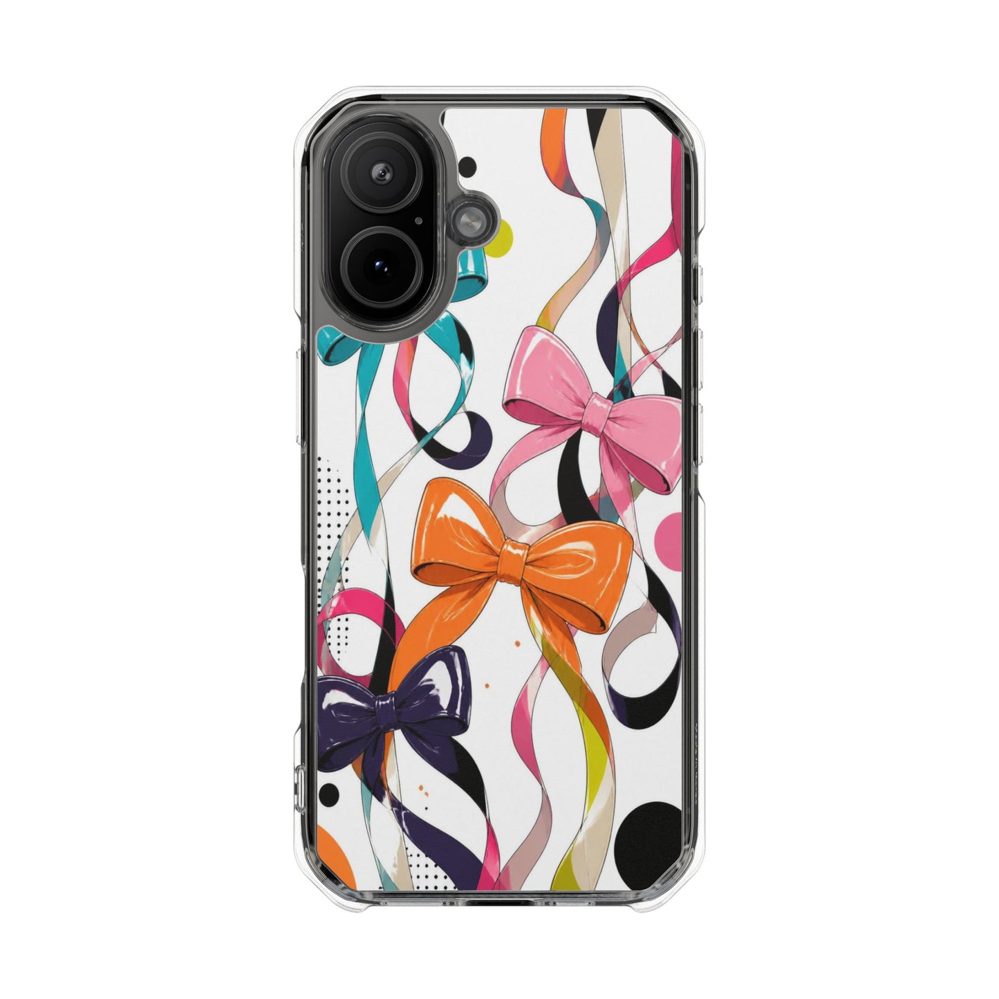 Clear Magnetic Phone Case — Colorful Ribbon & Bow Design