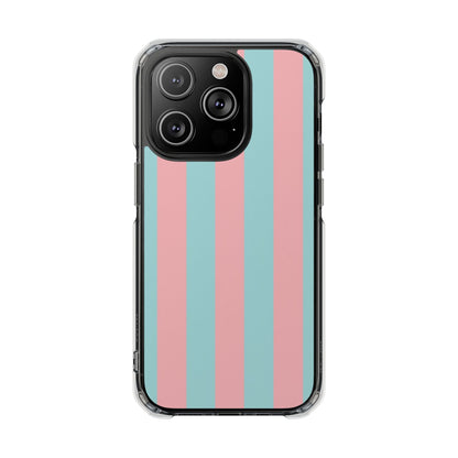 Pink and Blue Stripe Magnetic Clear Phone Case