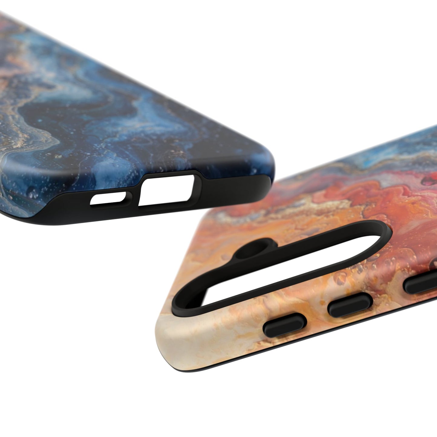 Marbled Galaxy Tough Phone Case — Abstract Blue & Coral Protective Cover