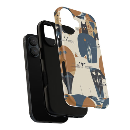 Cat Pattern Phone Case – Retro Abstract Cats Protective iPhone Cover