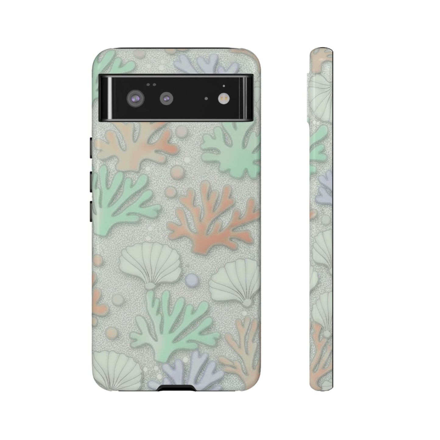 Pastel Coral Reef Tough Phone Case – Sea Shell & Coral Pattern Durable Protector