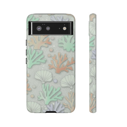 Pastel Coral Reef Tough Phone Case – Sea Shell & Coral Pattern Durable Protector
