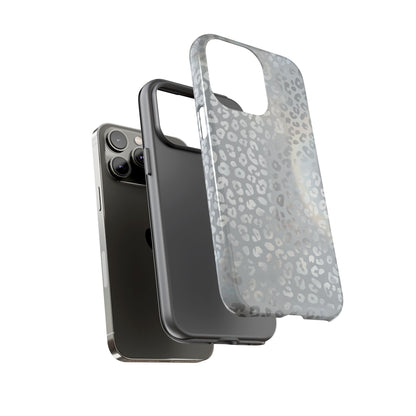 Grey Leopard Print Tough Phone Case — Durable Protective iPhone Cover