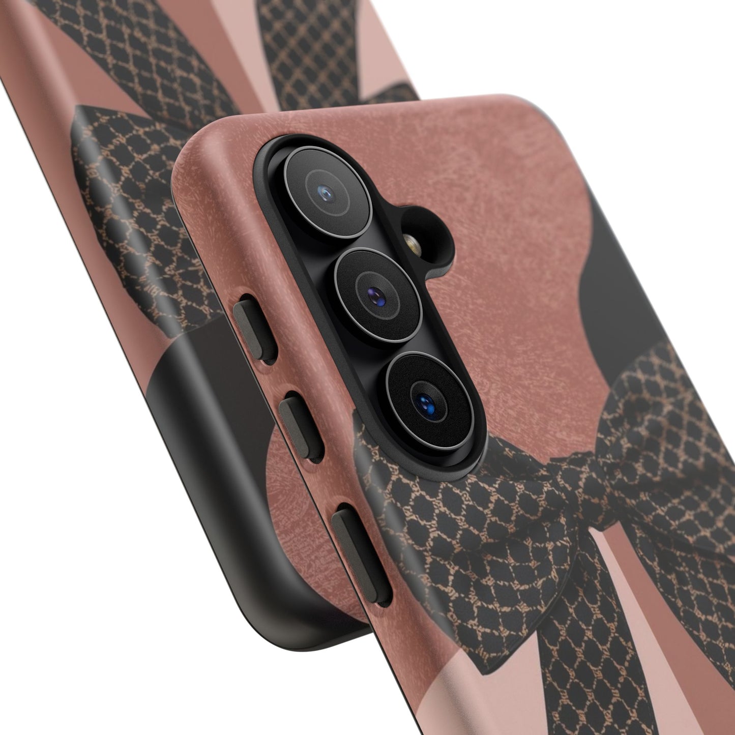 Bow Stripe Tough Phone Case – Pink Mauve Protective Cover
