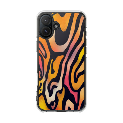 Clear Impact Phone Case — Vibrant Orange Zebra Pattern (Magnetic Compatible)