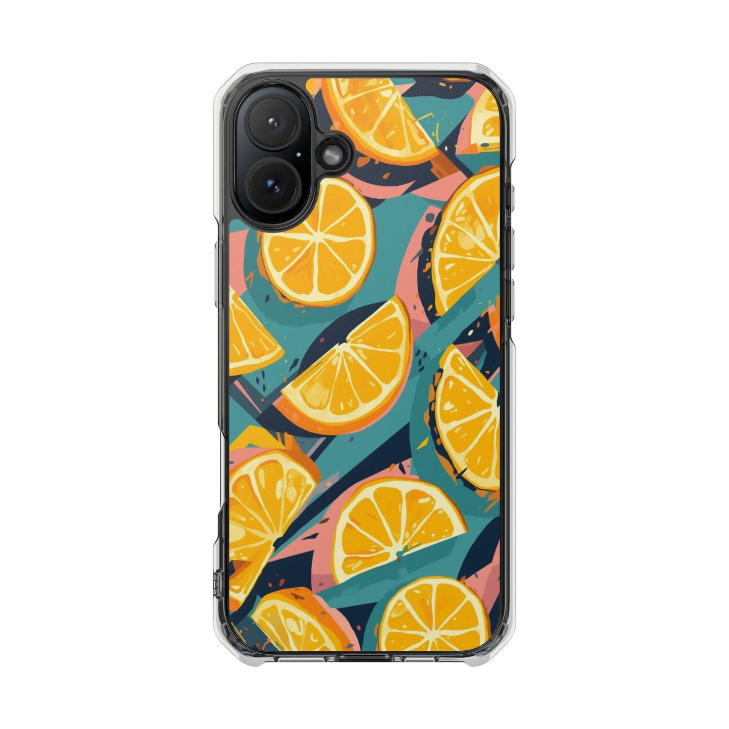 Clear Impact Phone Case — Bright Citrus Slice Pattern, Magnetic Compatible