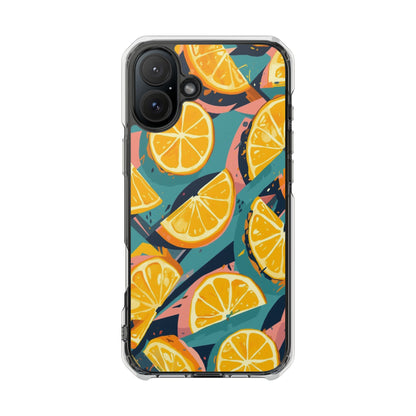 Clear Impact Phone Case — Bright Citrus Slice Pattern, Magnetic Compatible