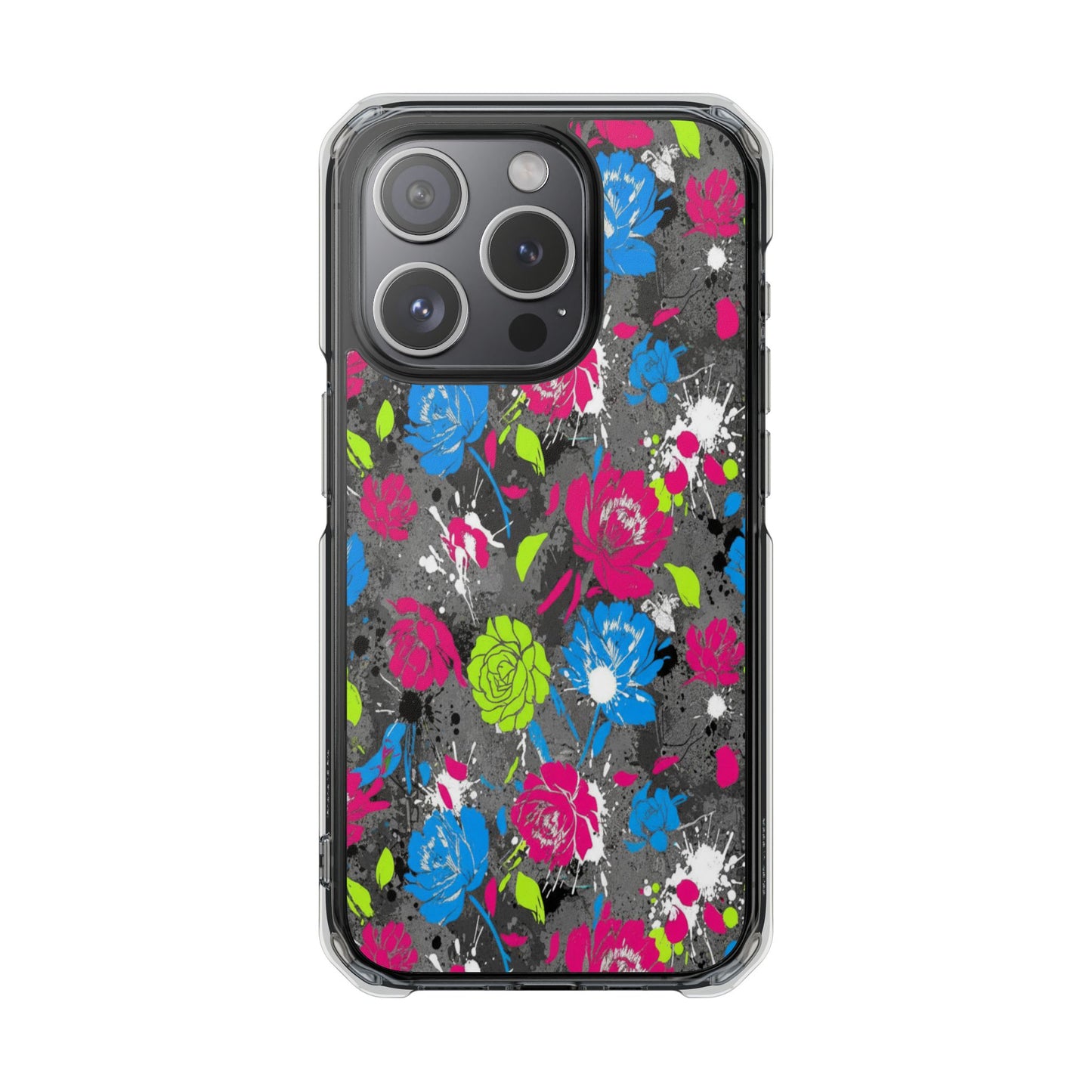 Copy of Clear Magnetic Phone Case — Bright Tropical Floral Impact Protection