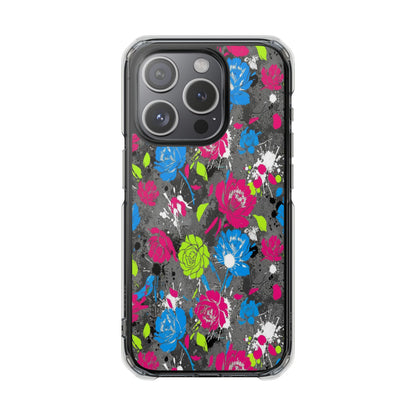 Copy of Clear Magnetic Phone Case — Bright Tropical Floral Impact Protection