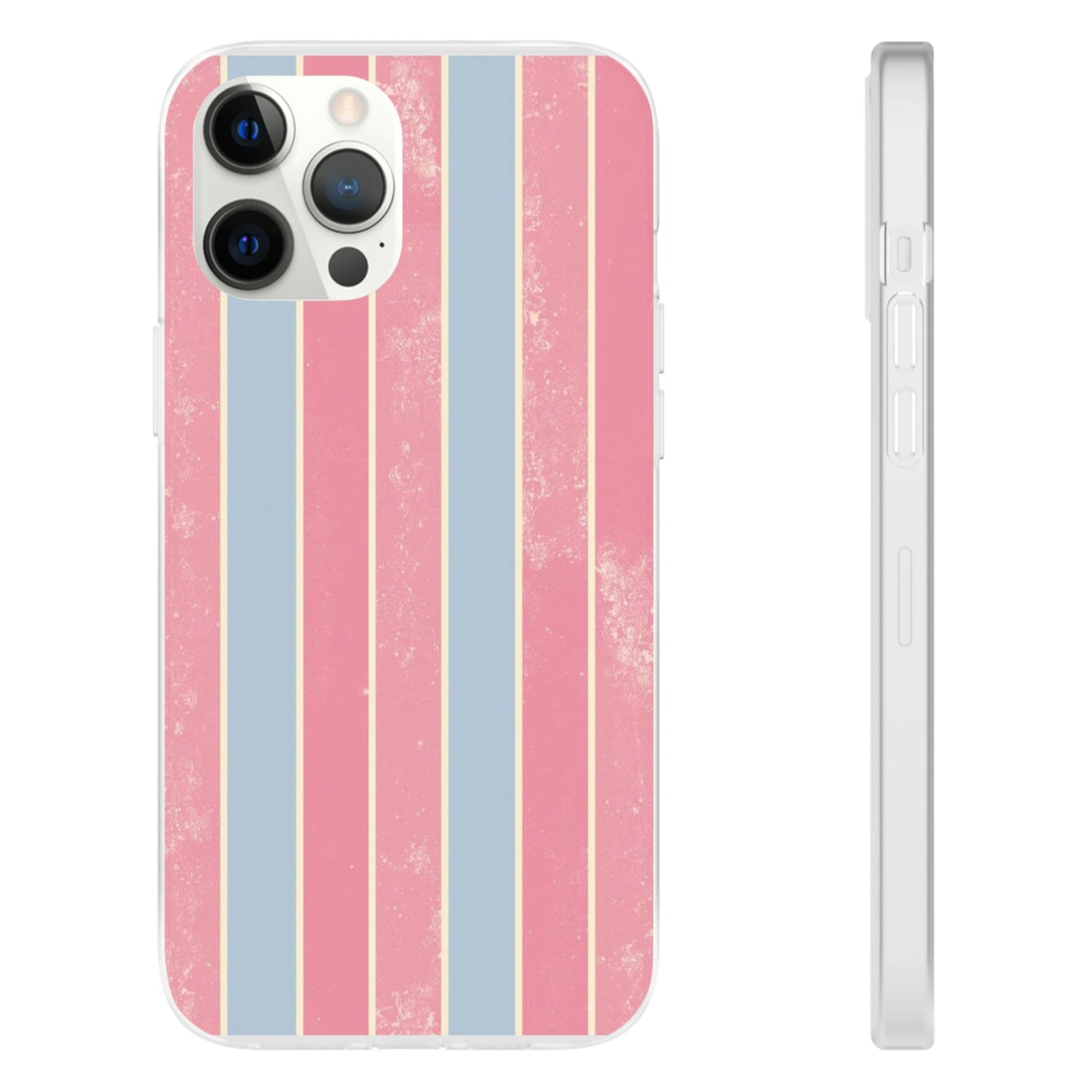 Striped Pink & Blue Phone Case — Retro Pastel Flexi Case