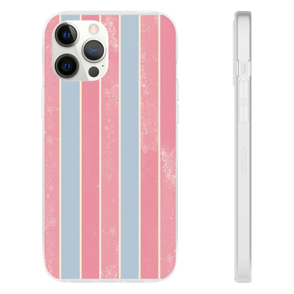 Striped Pink & Blue Phone Case — Retro Pastel Flexi Case