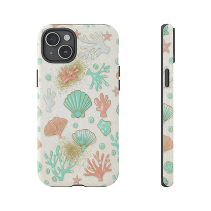 Seashell Coral Phone Case — Pastel Beach Shells Protective Tough Case