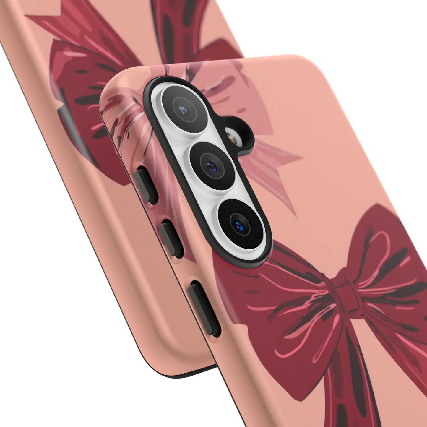 Bow Pattern Tough Phone Case — Pink, Red & Black Decorative Bows