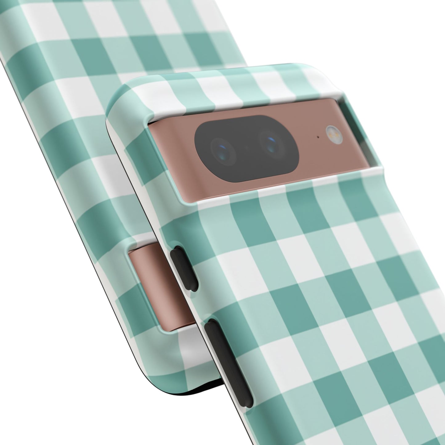 Mint Green Buffalo Check Tough Phone Case — Durable Plaid Protective Cover