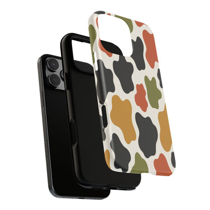 Camouflage Pattern Tough Phone Case – Retro Olive, Rust & Mustard Protective Cover