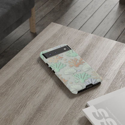 Pastel Coral Reef Tough Phone Case – Sea Shell & Coral Pattern Durable Protector