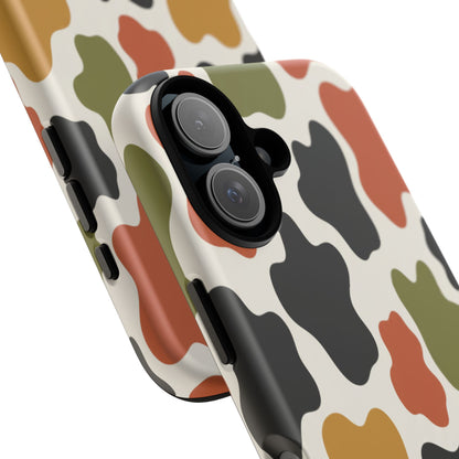 Camouflage Pattern Tough Phone Case – Retro Olive, Rust & Mustard Protective Cover
