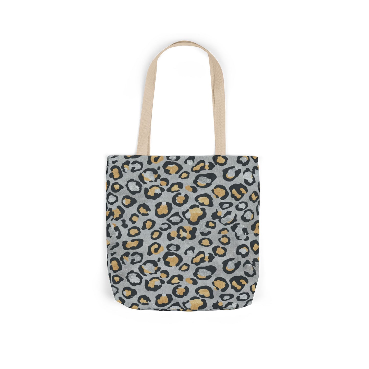 Leopard Print Canvas Tote Bag with Beige Straps