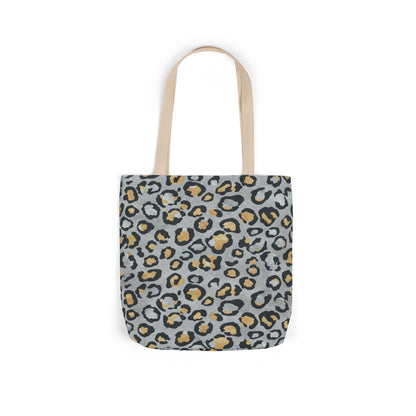 Leopard Print Canvas Tote Bag with Beige Straps