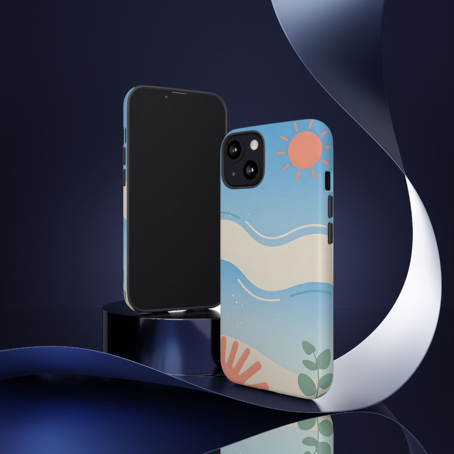 Beach Waves Tough Phone Case — Summer Sun & Seashell Protective Cover
