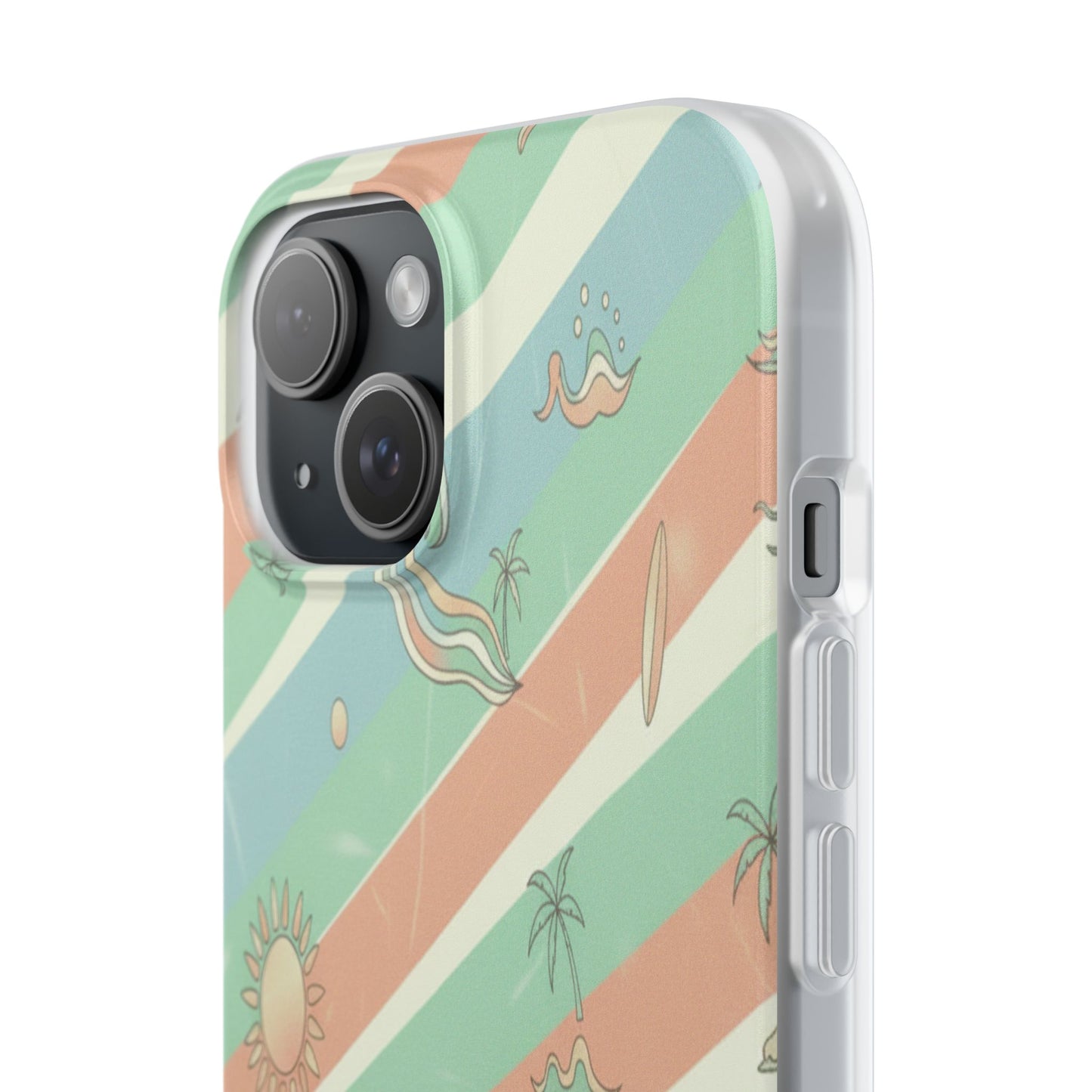 Beach Vibes Phone Case — Retro Pastel Surf & Palm Protective Flexi Case