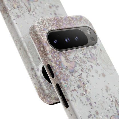Butterfly Glitter Tough Phone Case — Floral Sparkle Protective Case
