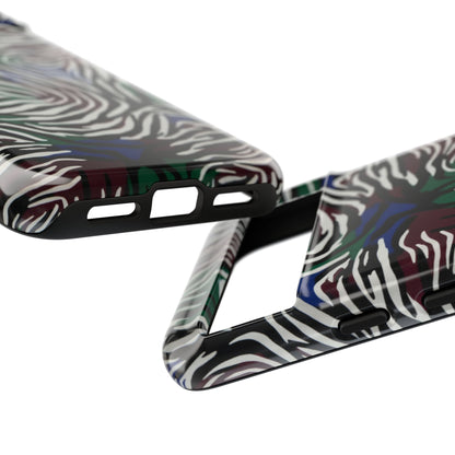 Zebra Camo Tough Phone Case – Green & Blue Animal Print Protective Cover