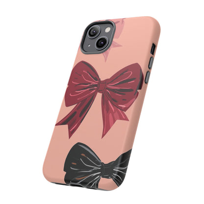 Bow Pattern Tough Phone Case — Pink, Red & Black Decorative Bows