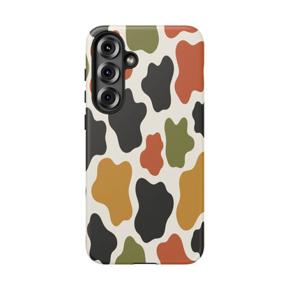Camouflage Pattern Tough Phone Case – Retro Olive, Rust & Mustard Protective Cover