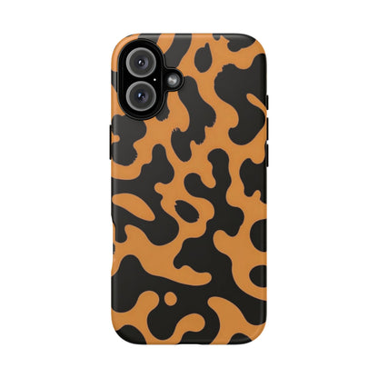 Leopard Print Phone Case — Orange & Black Tough Pattern Protective Cover