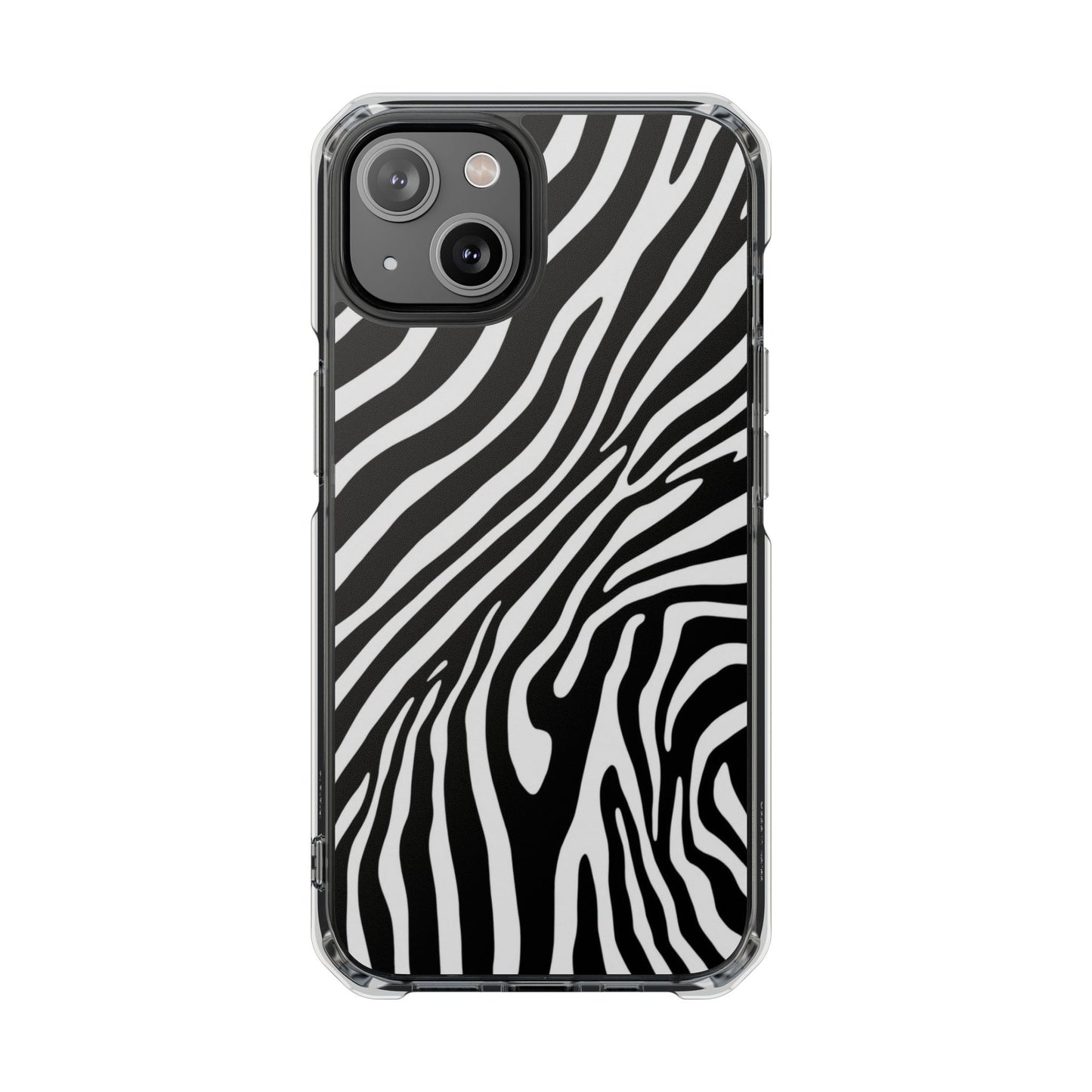 Zebra Print Clear Magnetic Phone Case — Impact-Resistant iPhone Cover