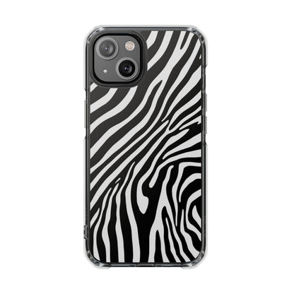 Zebra Print Clear Magnetic Phone Case — Impact-Resistant iPhone Cover