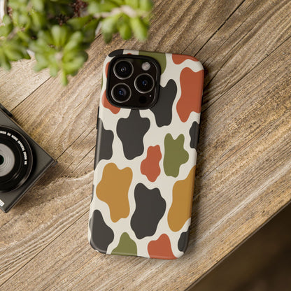 Camouflage Pattern Tough Phone Case – Retro Olive, Rust & Mustard Protective Cover