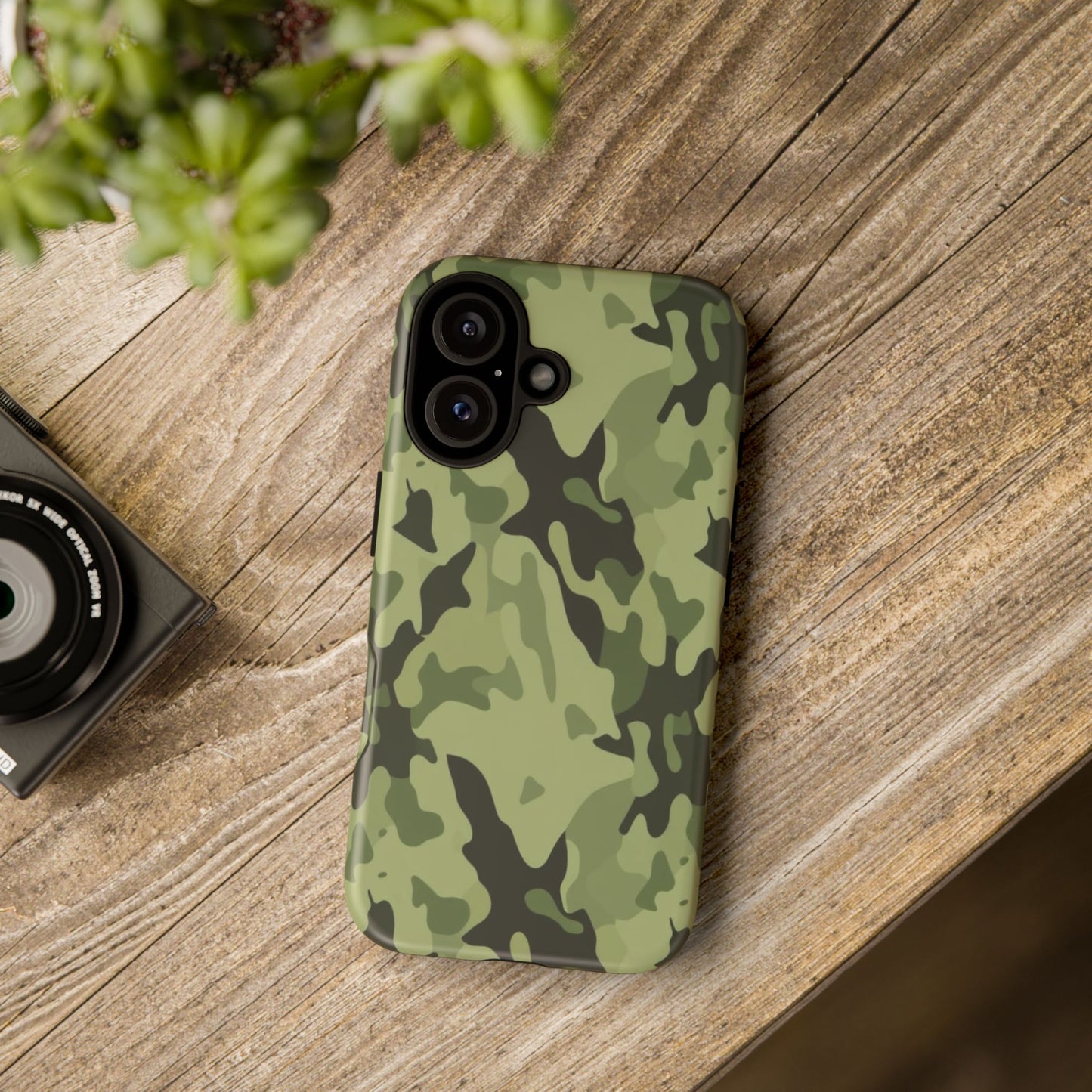 Camo Tough Phone Case — Military Green Protective iPhone Cover