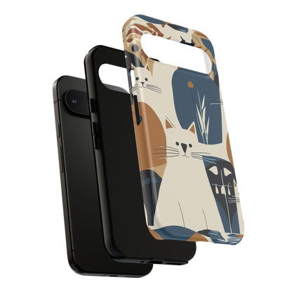 Cat Pattern Phone Case – Retro Abstract Cats Protective iPhone Cover