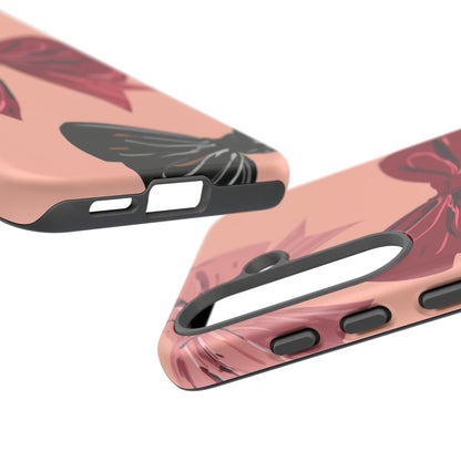 Bow Pattern Tough Phone Case — Pink, Red & Black Decorative Bows