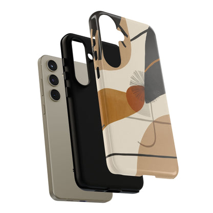 Abstract Earth Tone Phone Case — Mid-Century Minimalist Tough Case