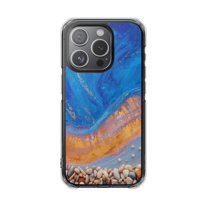 Clear Magnetic Impact Phone Case — Blue Ocean Resin & Pebble Design