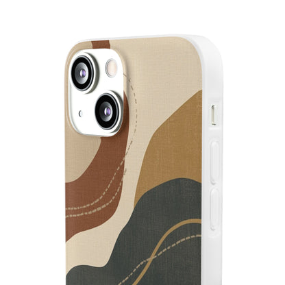 Abstract Earth Tone Phone Case — Boho Wavy Flexi Case