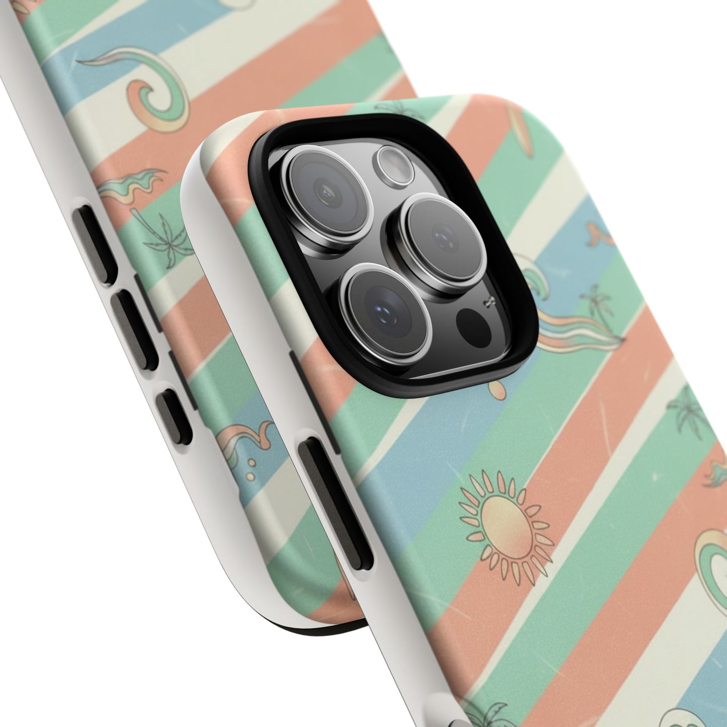 Surf Stripe Tough Phone Case — Retro Beach Waves Pattern
