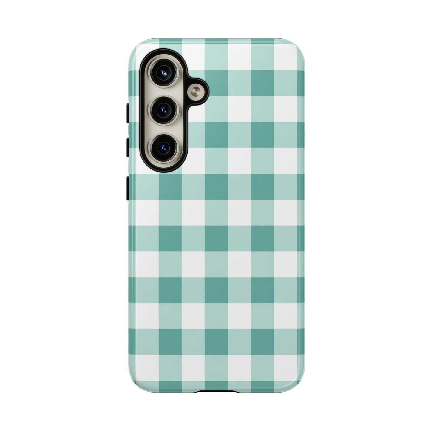 Mint Green Buffalo Check Tough Phone Case — Durable Plaid Protective Cover