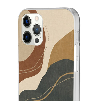 Abstract Earth Tone Phone Case — Boho Wavy Flexi Case