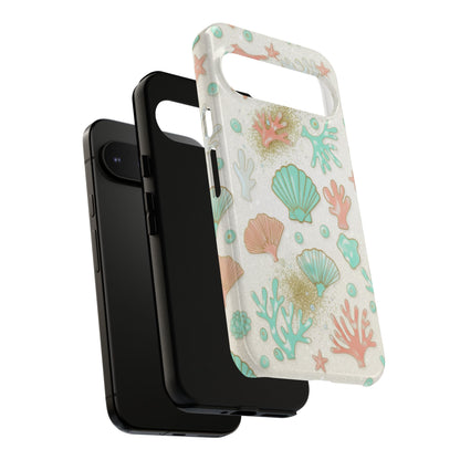 Seashell Coral Phone Case — Pastel Beach Shells Protective Tough Case