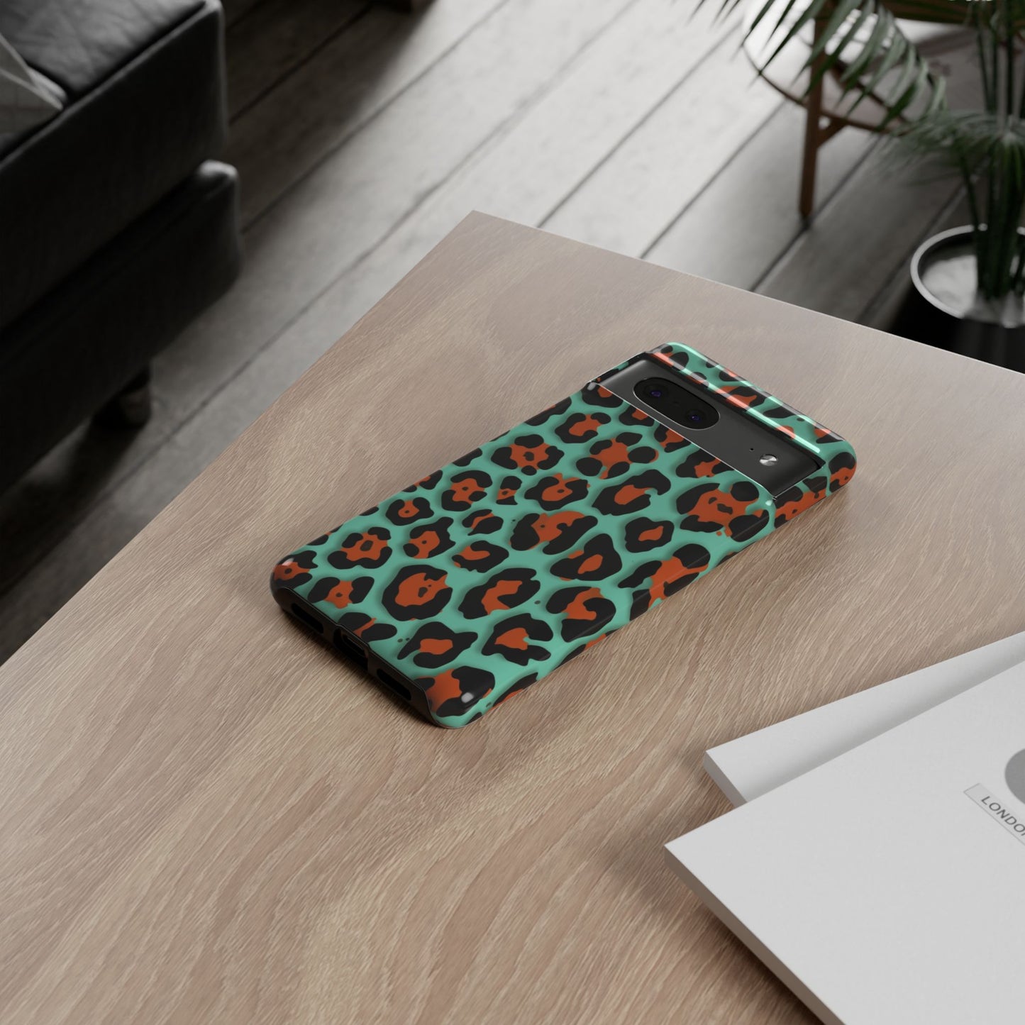 Teal & Rust Leopard Phone Case — Tough Protective Animal Print