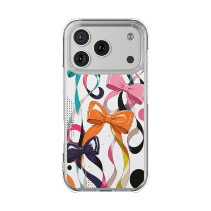 Clear Magnetic Phone Case — Colorful Ribbon & Bow Design